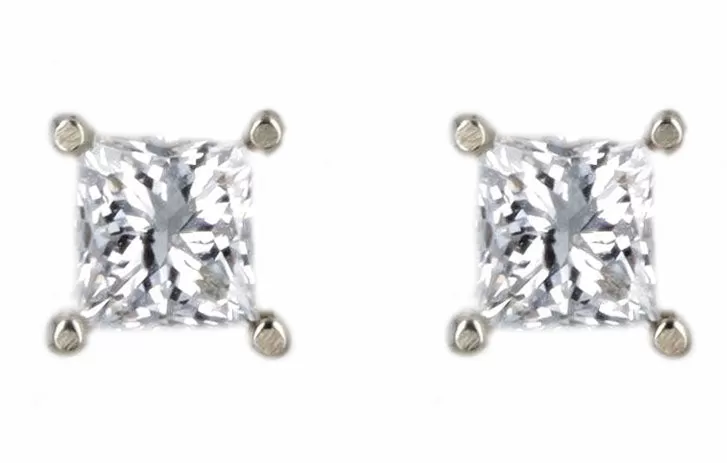 0.56 Carat Total Weight Princess Cut Diamond Martini Stud Earrings in 14K White Gold