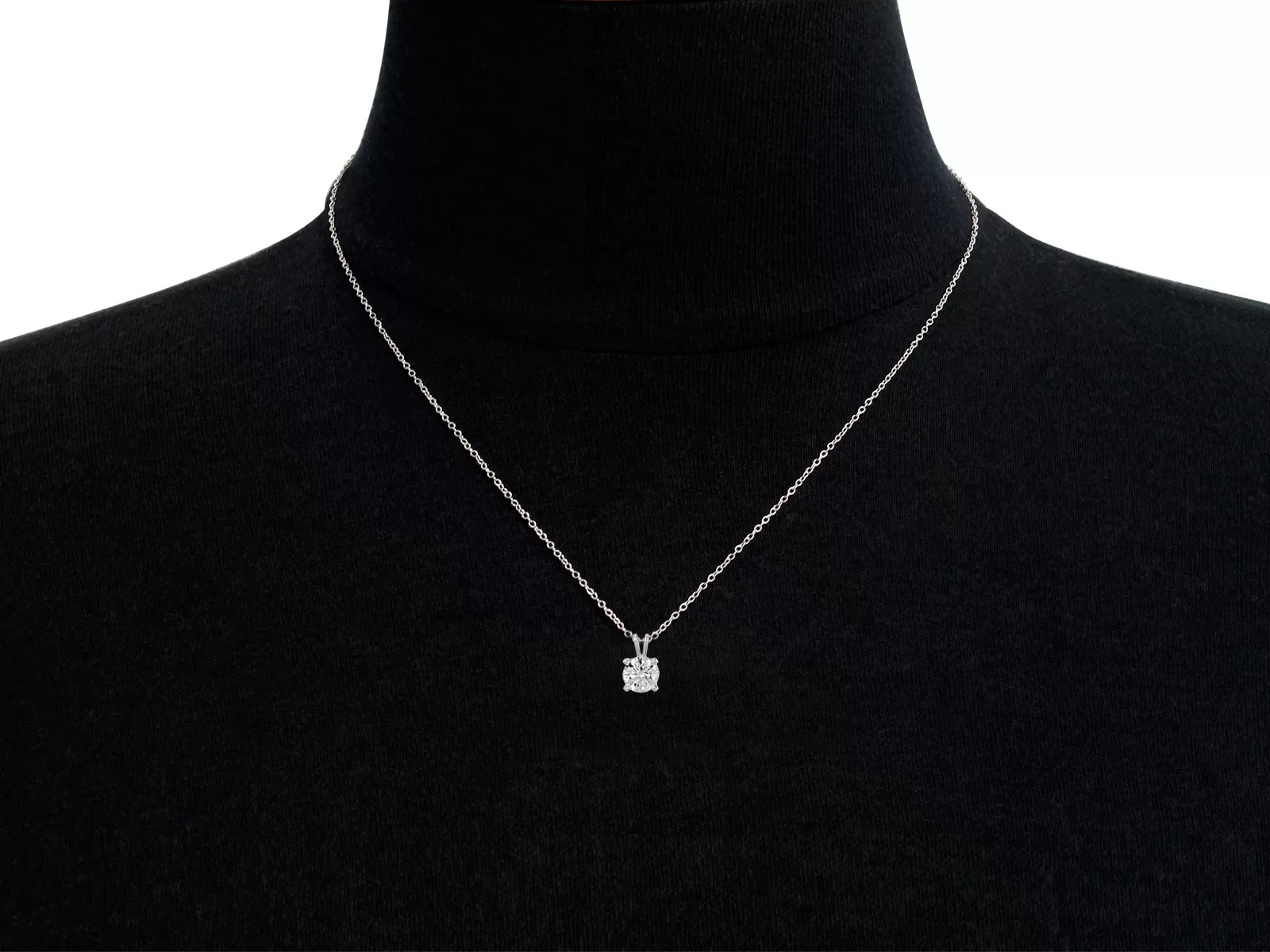 1 Carat Round Brilliant Moissanite Necklace in 14 Karat White Gold