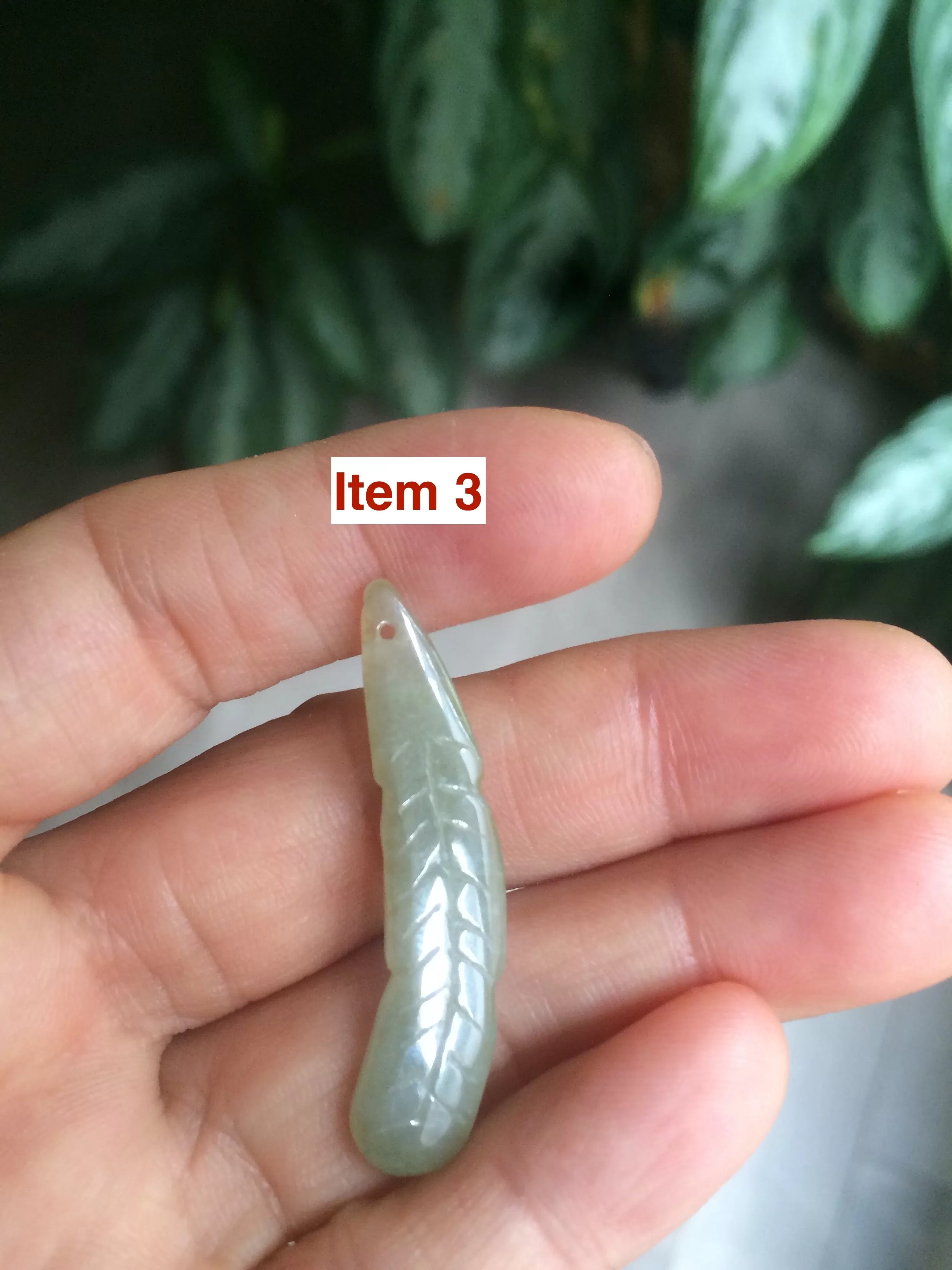 100% Natural type A light green/white jadeite Jade feather pendant AB Add on item, not sale individually.