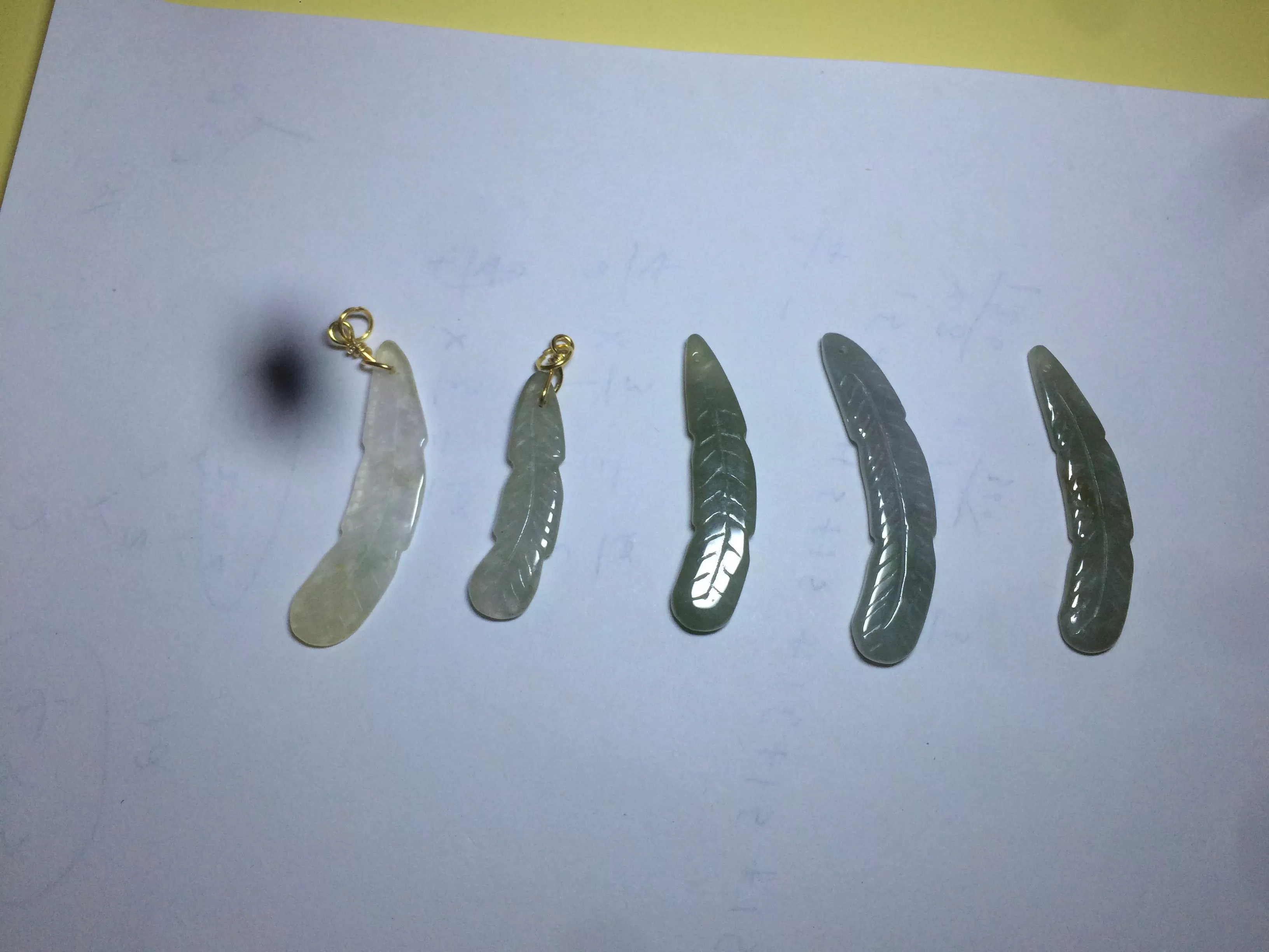 100% Natural type A light green/white jadeite Jade feather pendant AB Add on item, not sale individually.