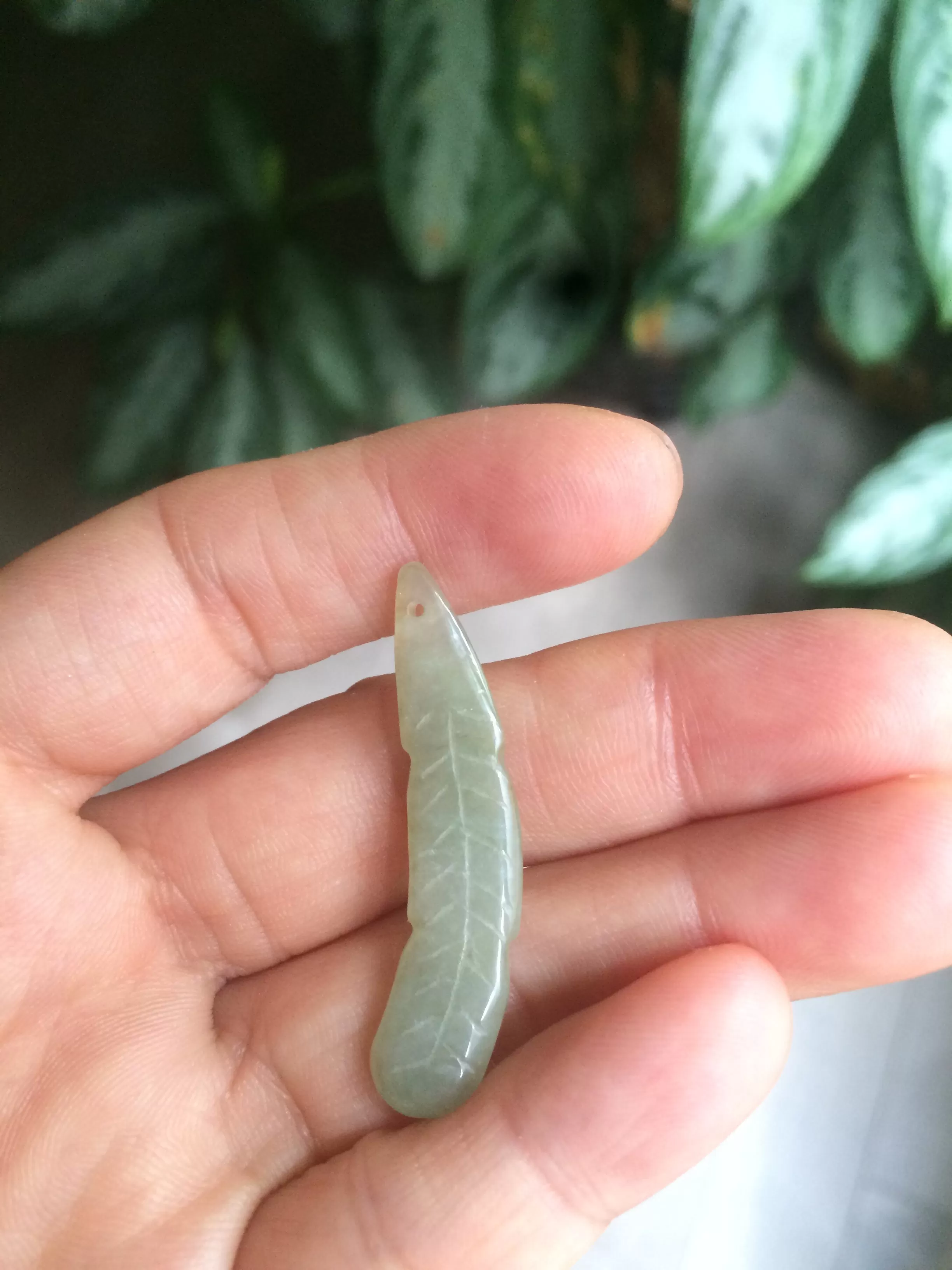 100% Natural type A light green/white jadeite Jade feather pendant AB Add on item, not sale individually.