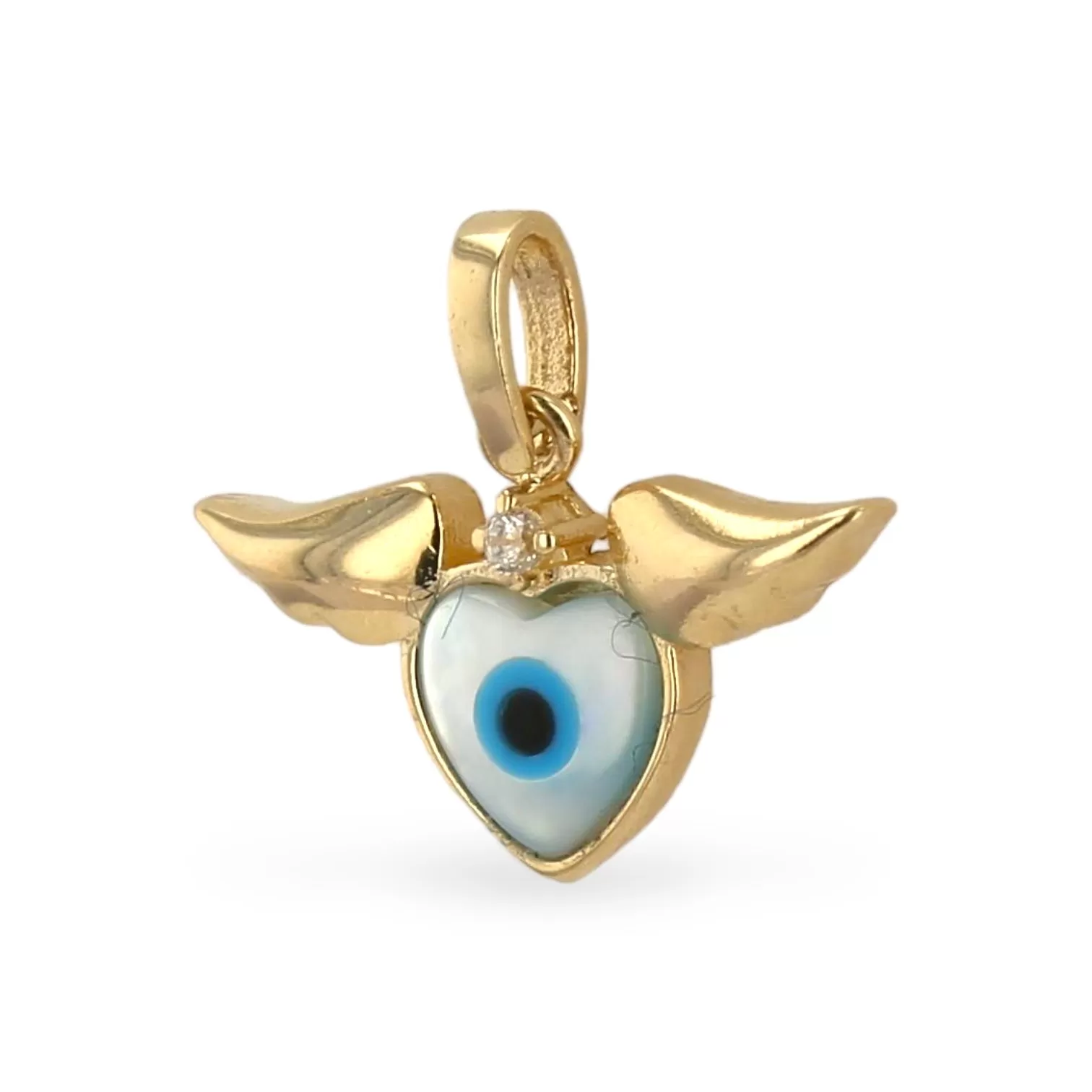 14k yellow gold enamel  eye wings pendant-226109