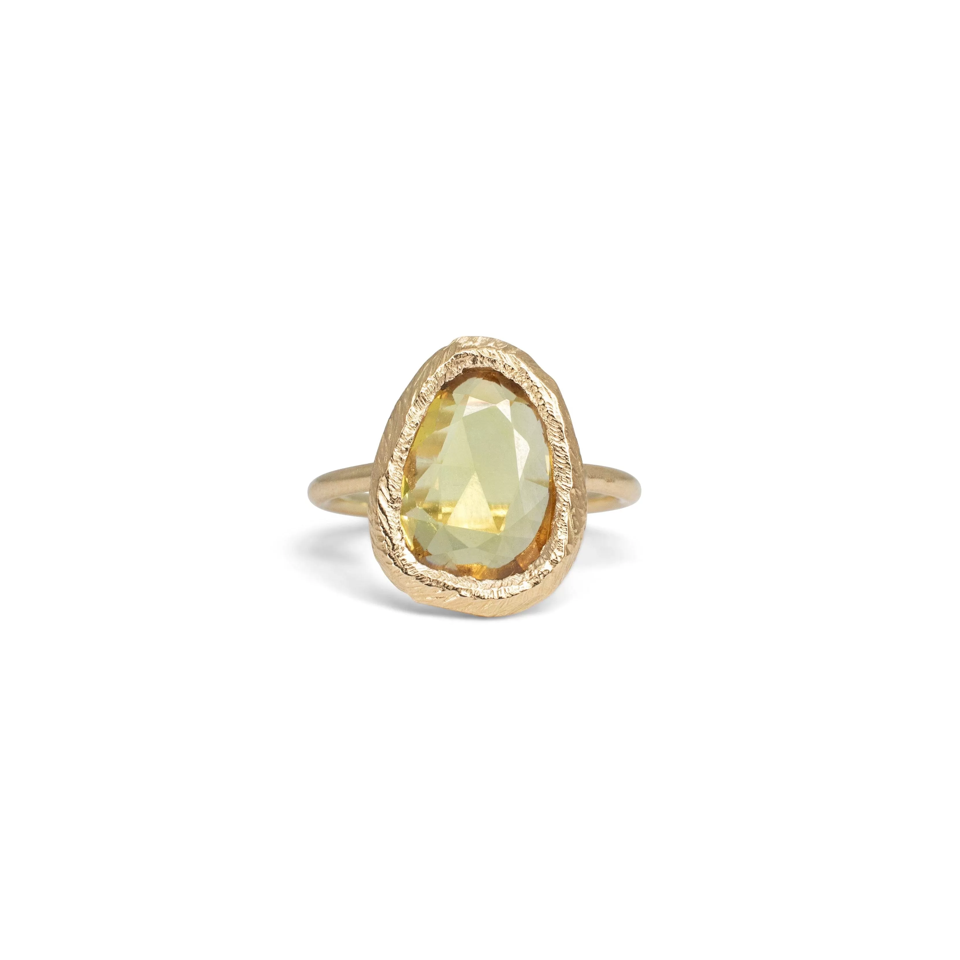 18K Freeform Solitaire Ring in Yellow Sapphire