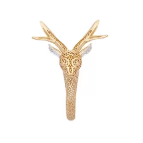 18K Gold Diamond Textured Reindeer Ring