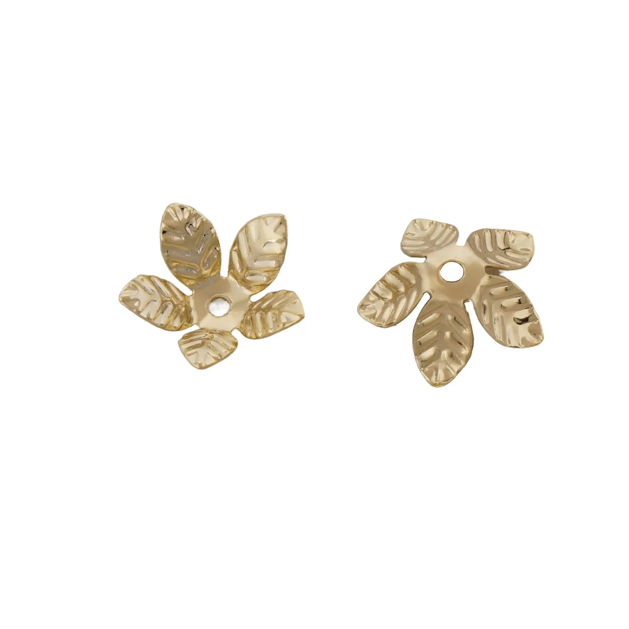 20pcs 14k Gold Filled Bead Caps, 12mm Brass Flower Cap, 5 petals Leaf Shape Flower Cap, floral shape bead caps 10417850