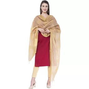 A R Silk Golden Color Fancy Vanarsi Silk Dupattas and Chunnis