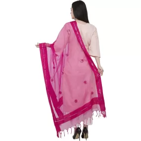 A R Silk Orgenza Flower Mirror Fancy Dupatta Color Rani Dupatta or Chunni