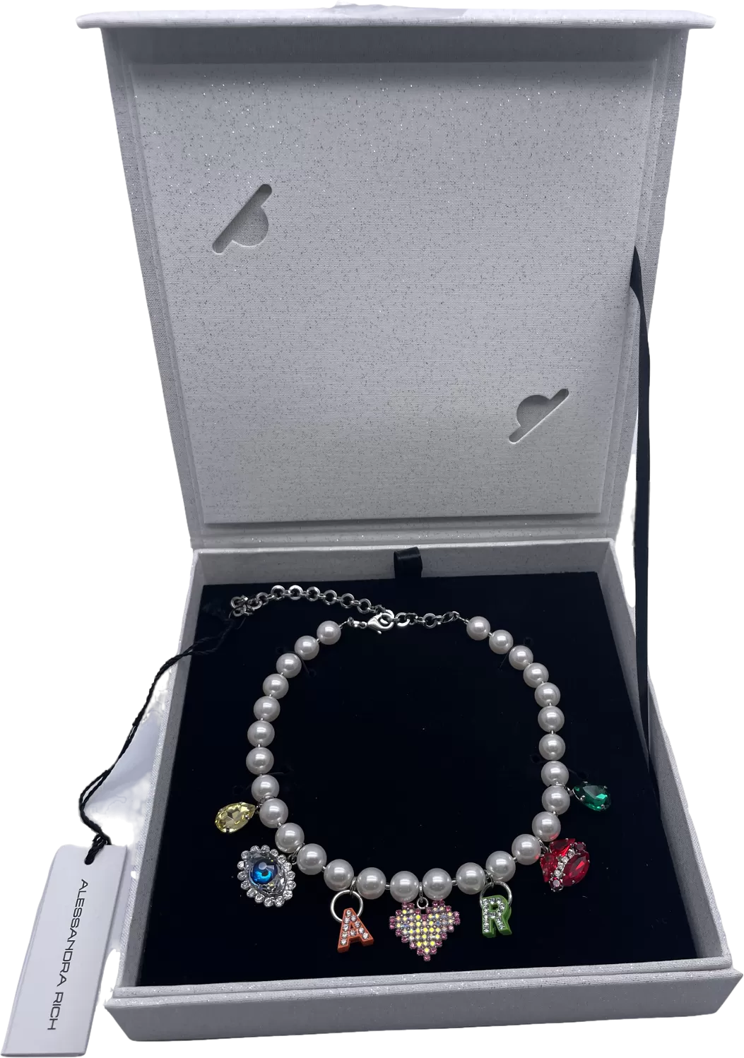 Alessandra Rich Multicoloured Faux Pearl Necklace W/ Charms