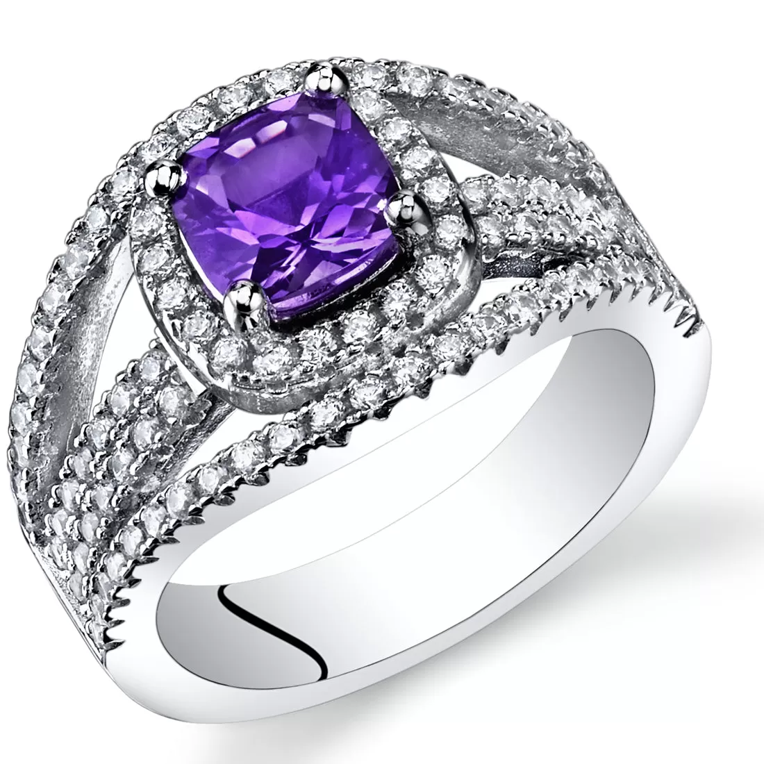 Amethyst Cushion Cut Sterling Silver Ring Size 5