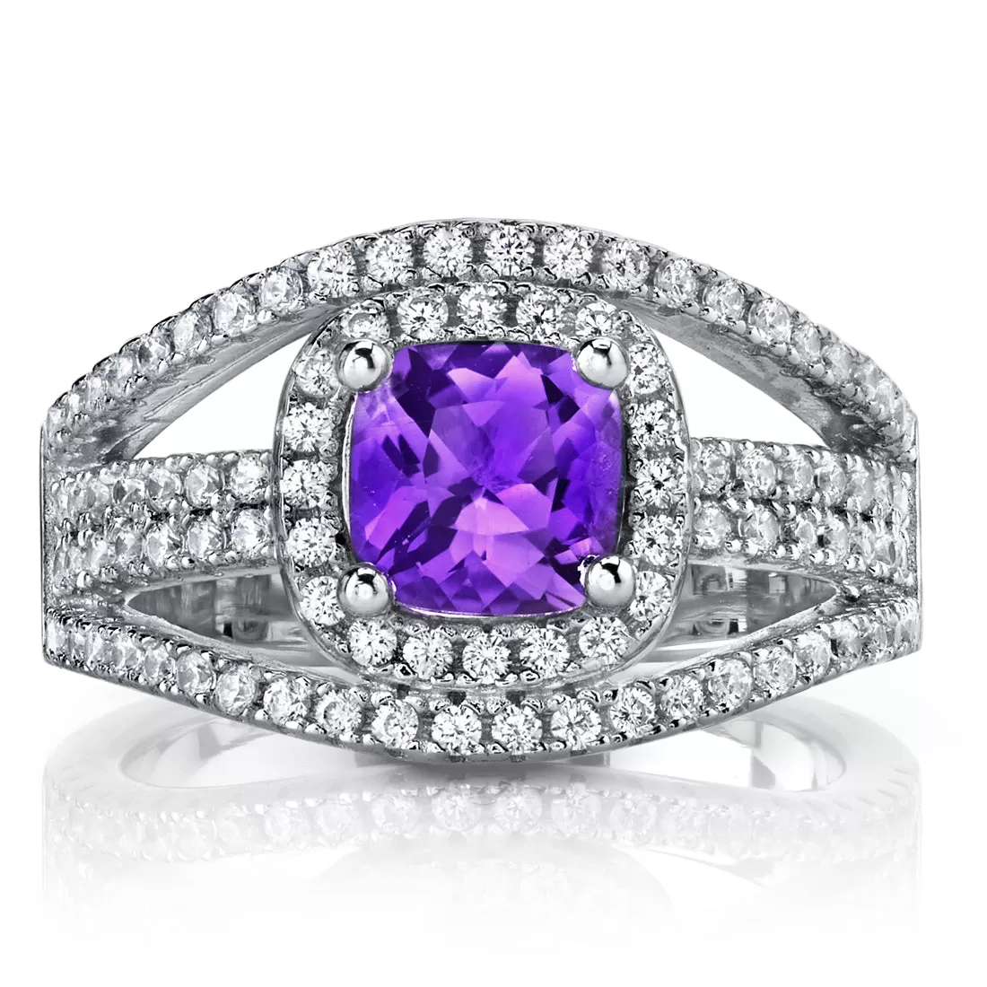 Amethyst Cushion Cut Sterling Silver Ring Size 5