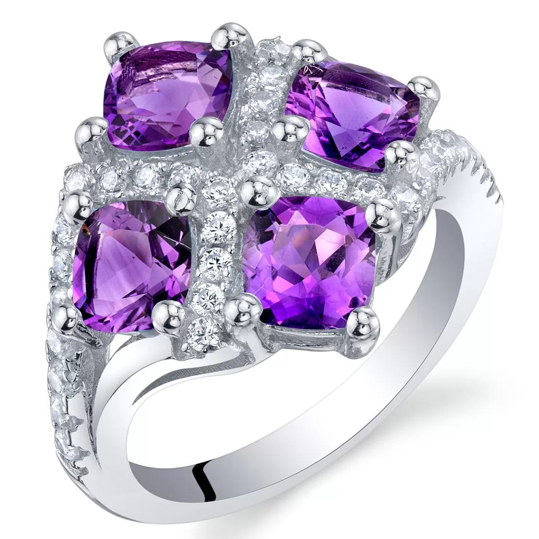 Amethyst Cushion Cut Sterling Silver Ring Size 7