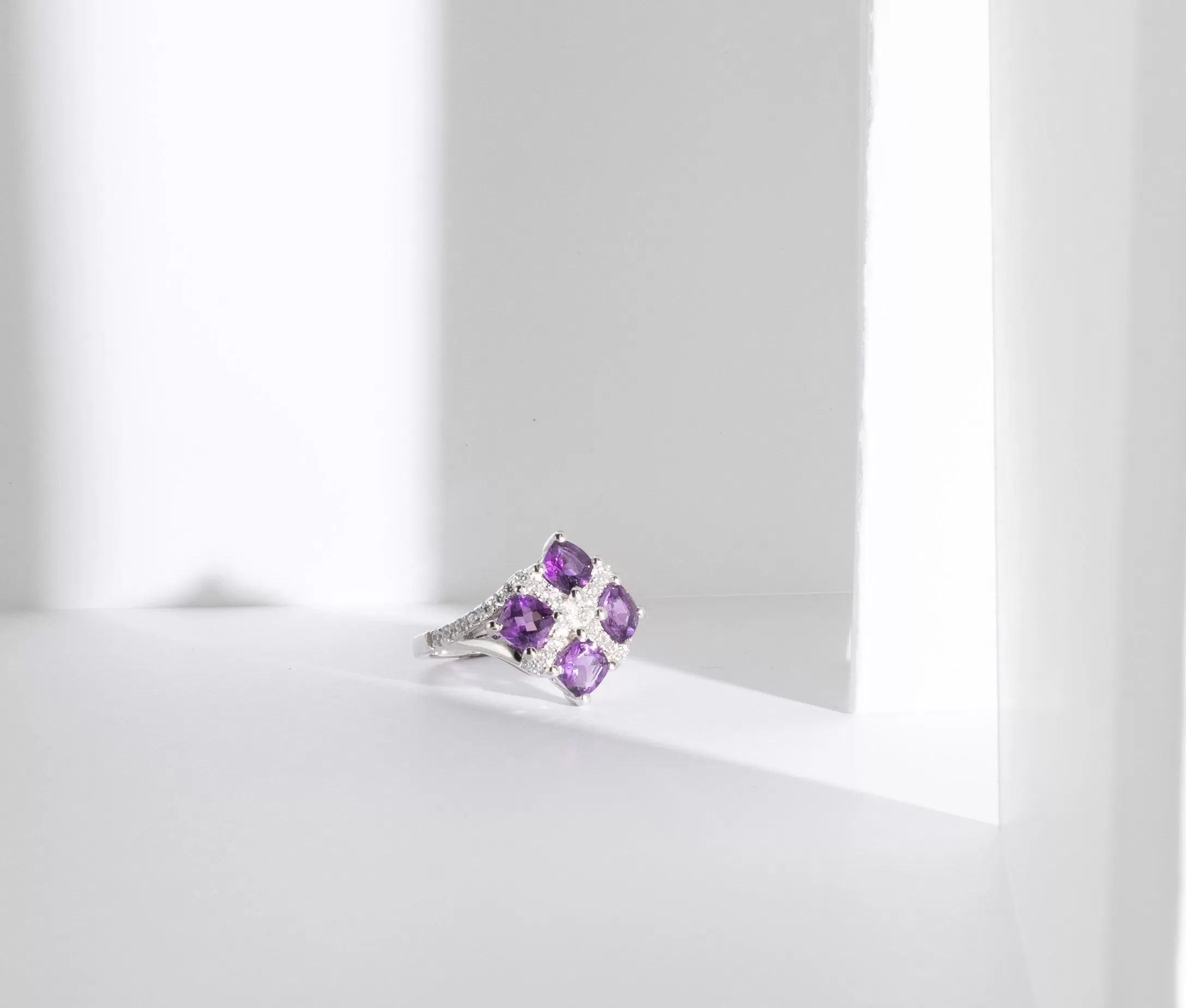 Amethyst Cushion Cut Sterling Silver Ring Size 7