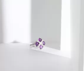 Amethyst Cushion Cut Sterling Silver Ring Size 7