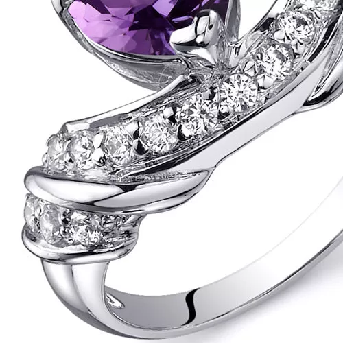 Amethyst Heart Shape Sterling Silver Ring Size 9