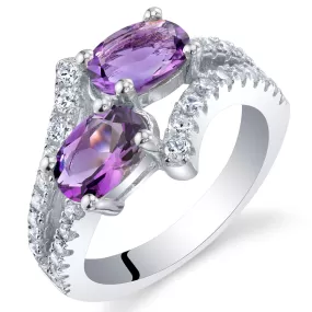 Amethyst Oval Cut Sterling Silver Ring Size 9