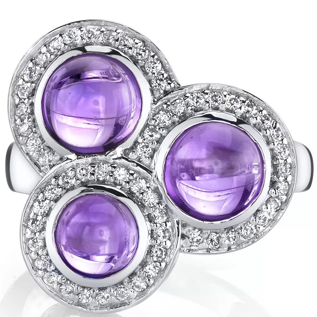 Amethyst Round Cut Sterling Silver Ring Size 8