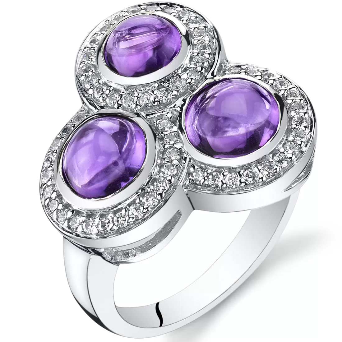 Amethyst Round Cut Sterling Silver Ring Size 8