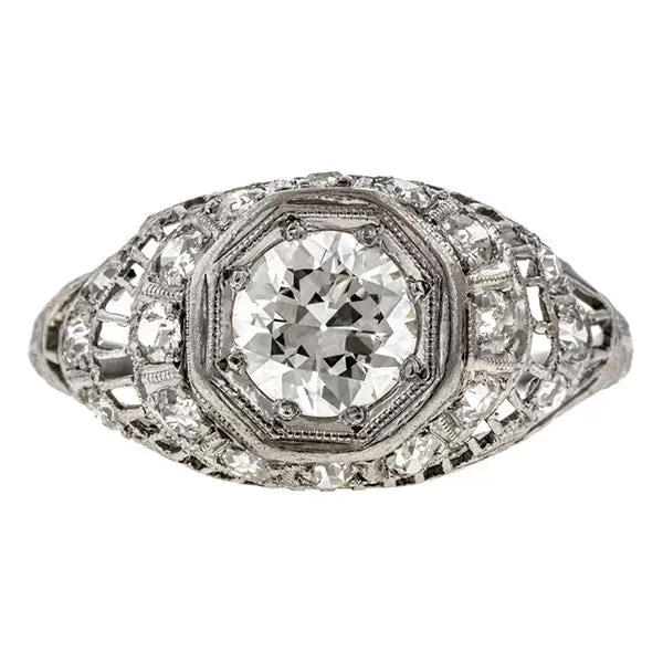 Art Deco Engagement Ring, Old European 0.80ct.