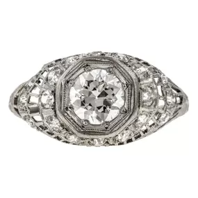 Art Deco Engagement Ring, Old European 0.80ct.