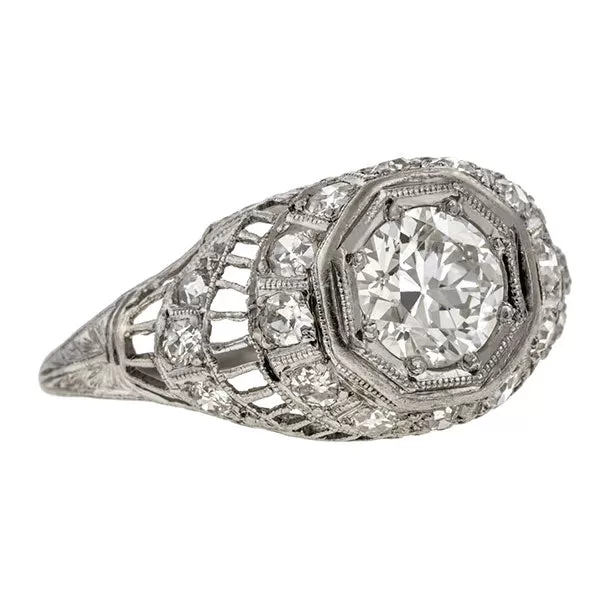 Art Deco Engagement Ring, Old European 0.80ct.