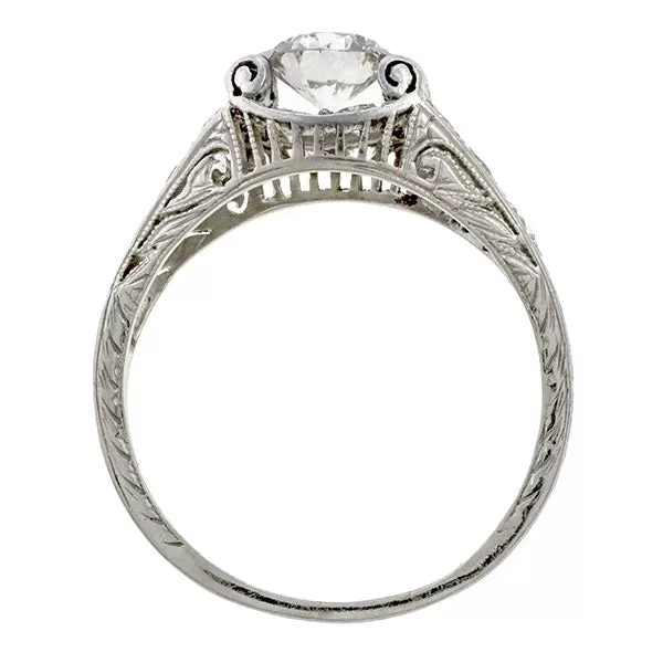 Art Deco Engagement Ring, TRB 0.80ct.