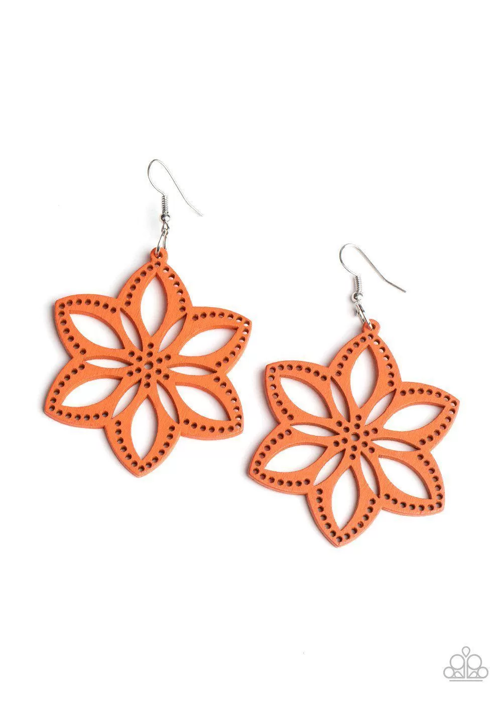 Bahama Blossoms Orange Wood Flower Earrings - Paparazzi Accessories