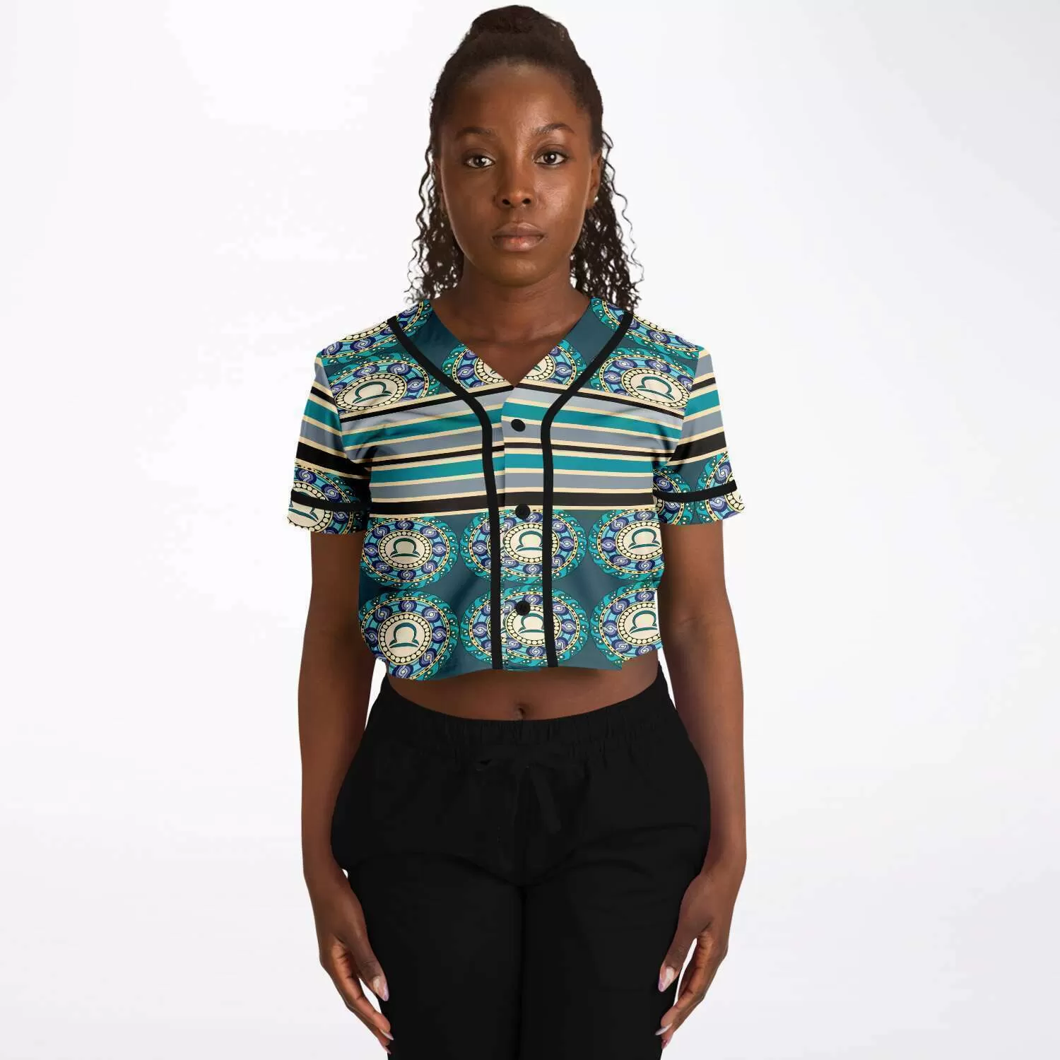 Balanced Life Cropped Button Front Jersey