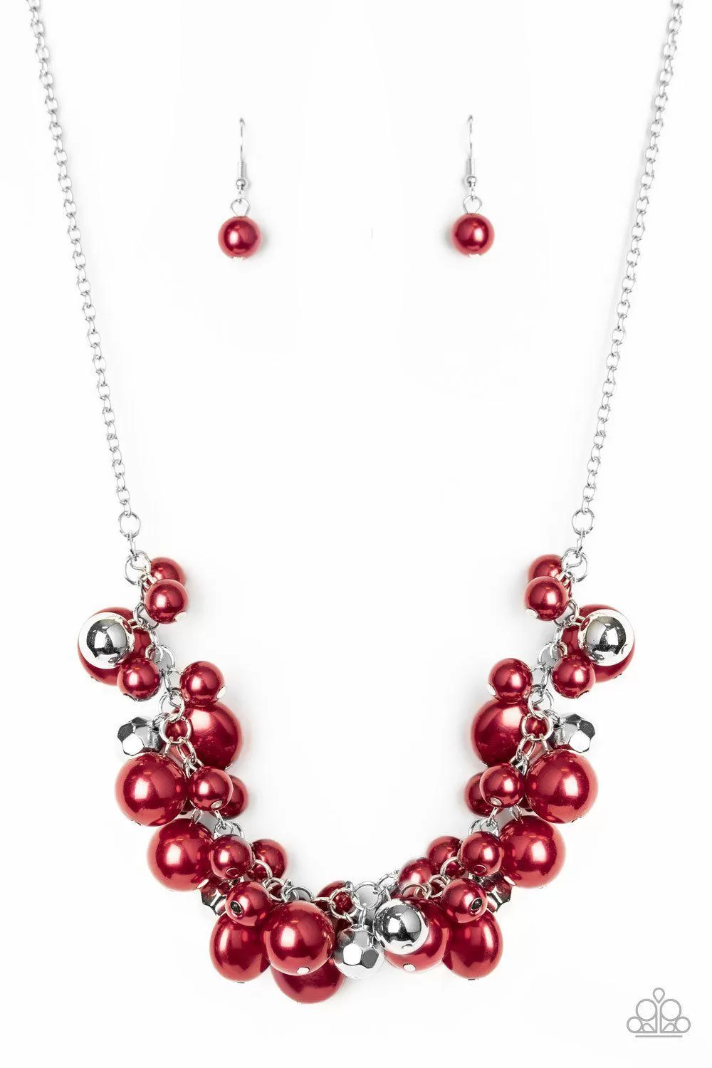 Battle of the Bombshells Red Pearl Necklace - Paparazzi Accessories