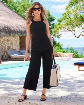 Beyond Travel Wide Leg Crop Pant Jet Black