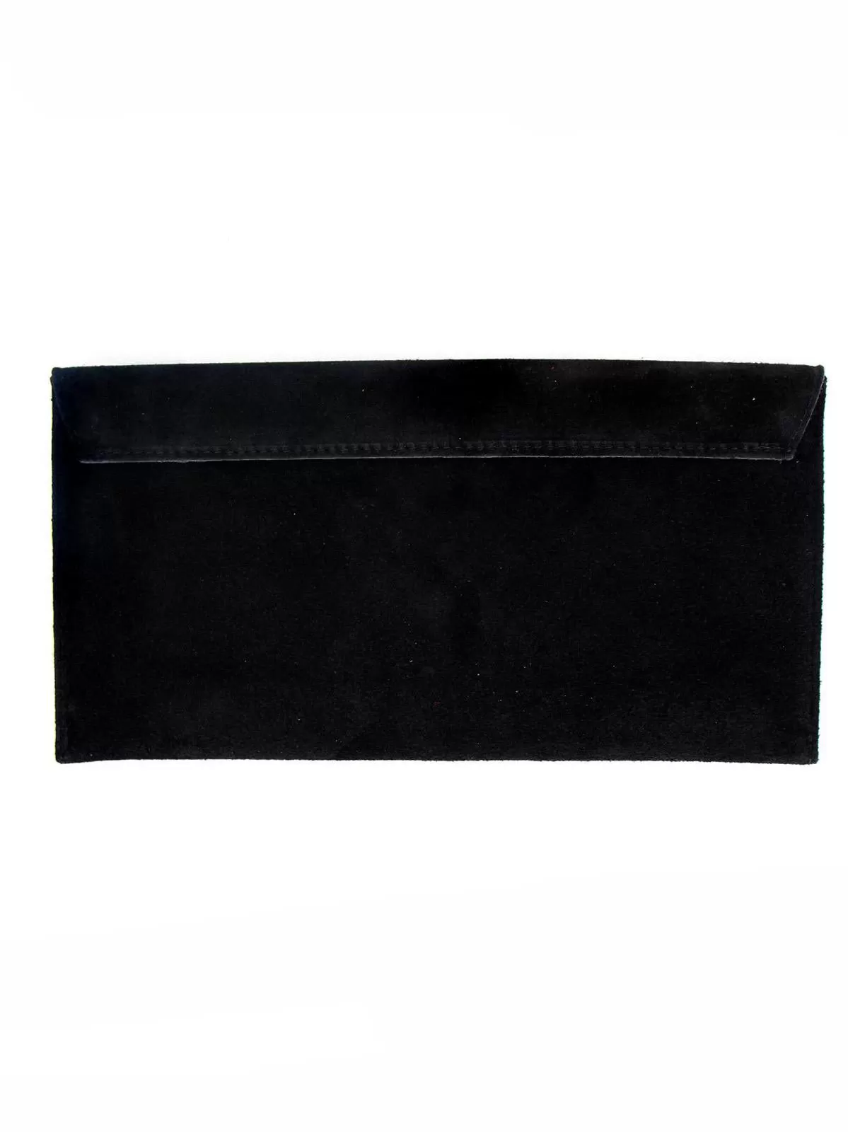 Black Real Suede Vintage Look Envelope Clutch Bag