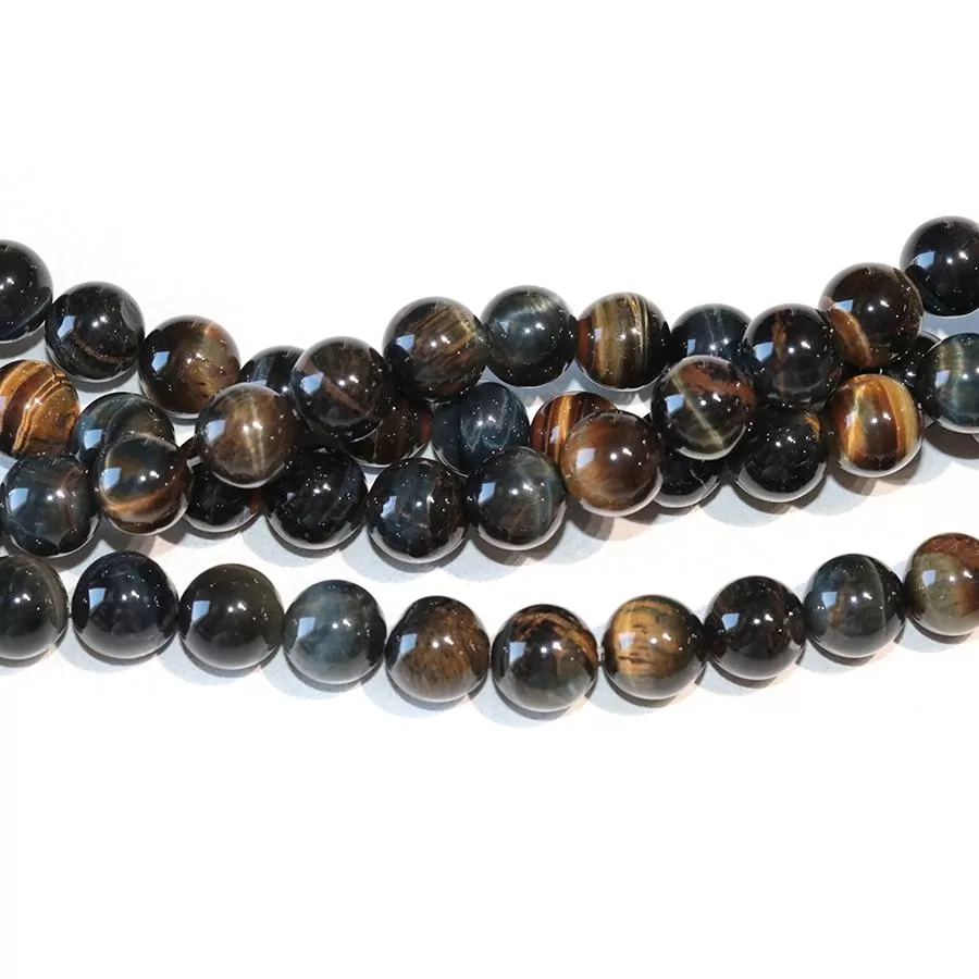 Blue & Yellow Tiger Eye 10mm Round - 15-16 Inch