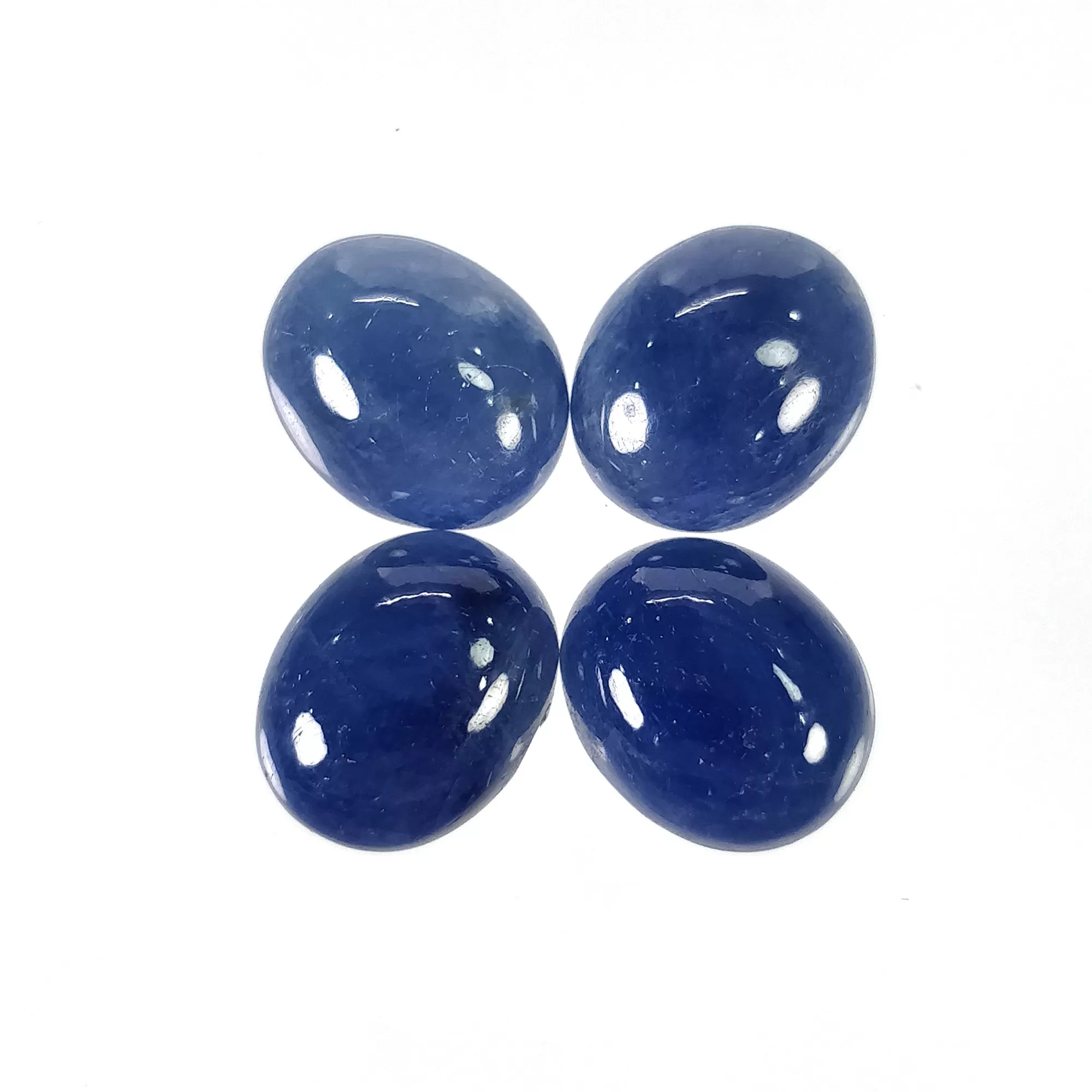 BLUE SAPPHIRE Gemstone Cabochon : 24.15cts Natural Untreated Unheated Sapphire Oval Shape 12*10mm 4pcs