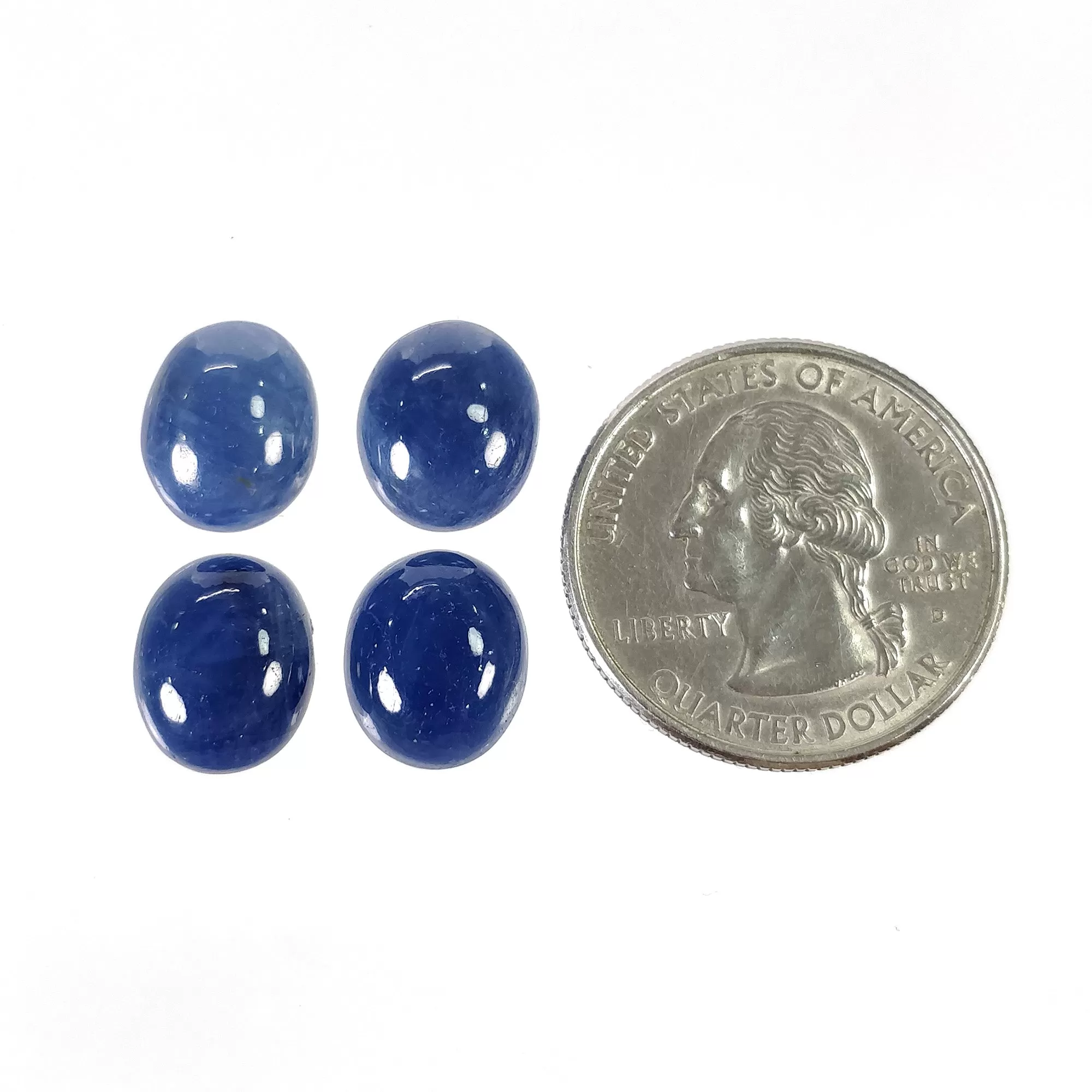 BLUE SAPPHIRE Gemstone Cabochon : 24.15cts Natural Untreated Unheated Sapphire Oval Shape 12*10mm 4pcs