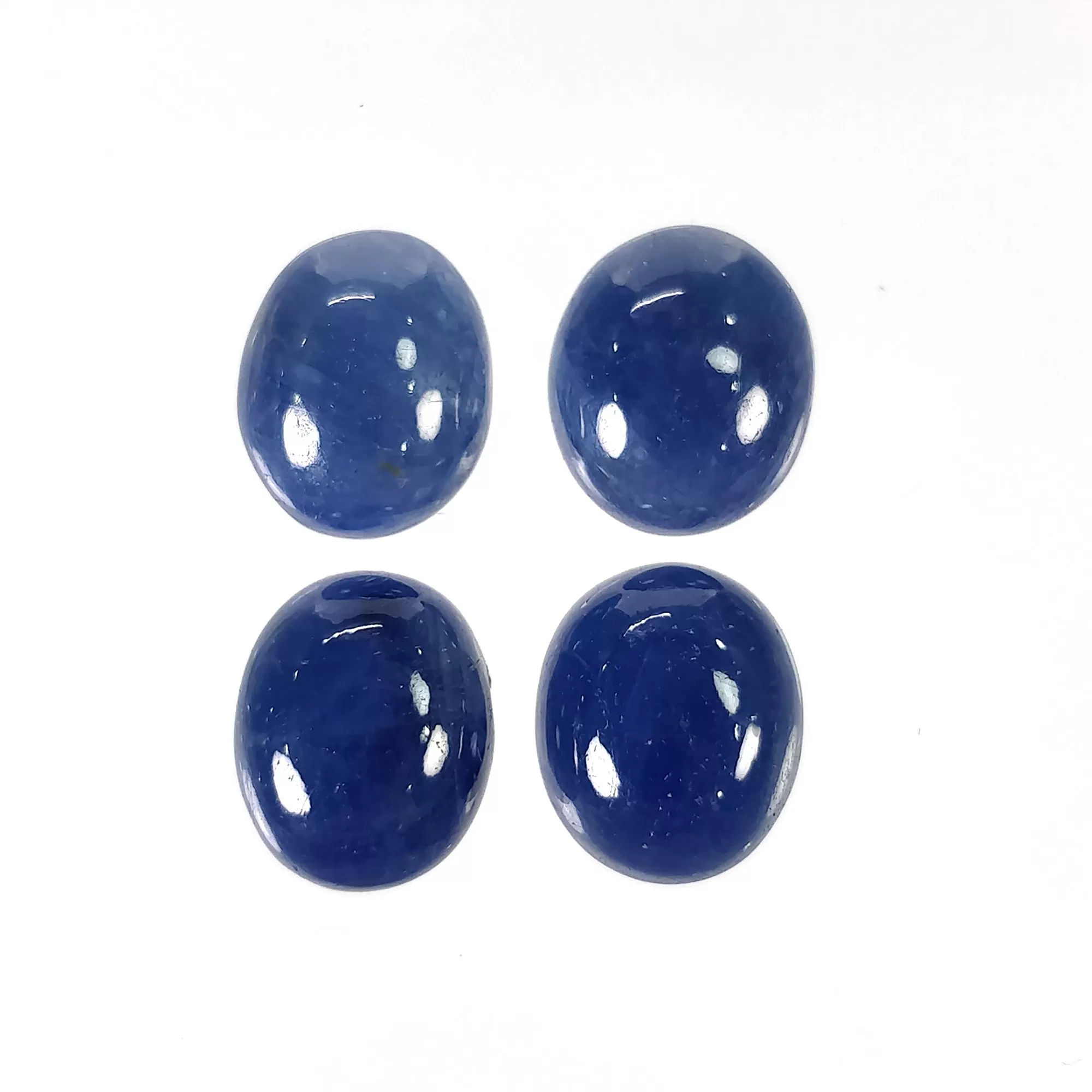 BLUE SAPPHIRE Gemstone Cabochon : 24.15cts Natural Untreated Unheated Sapphire Oval Shape 12*10mm 4pcs