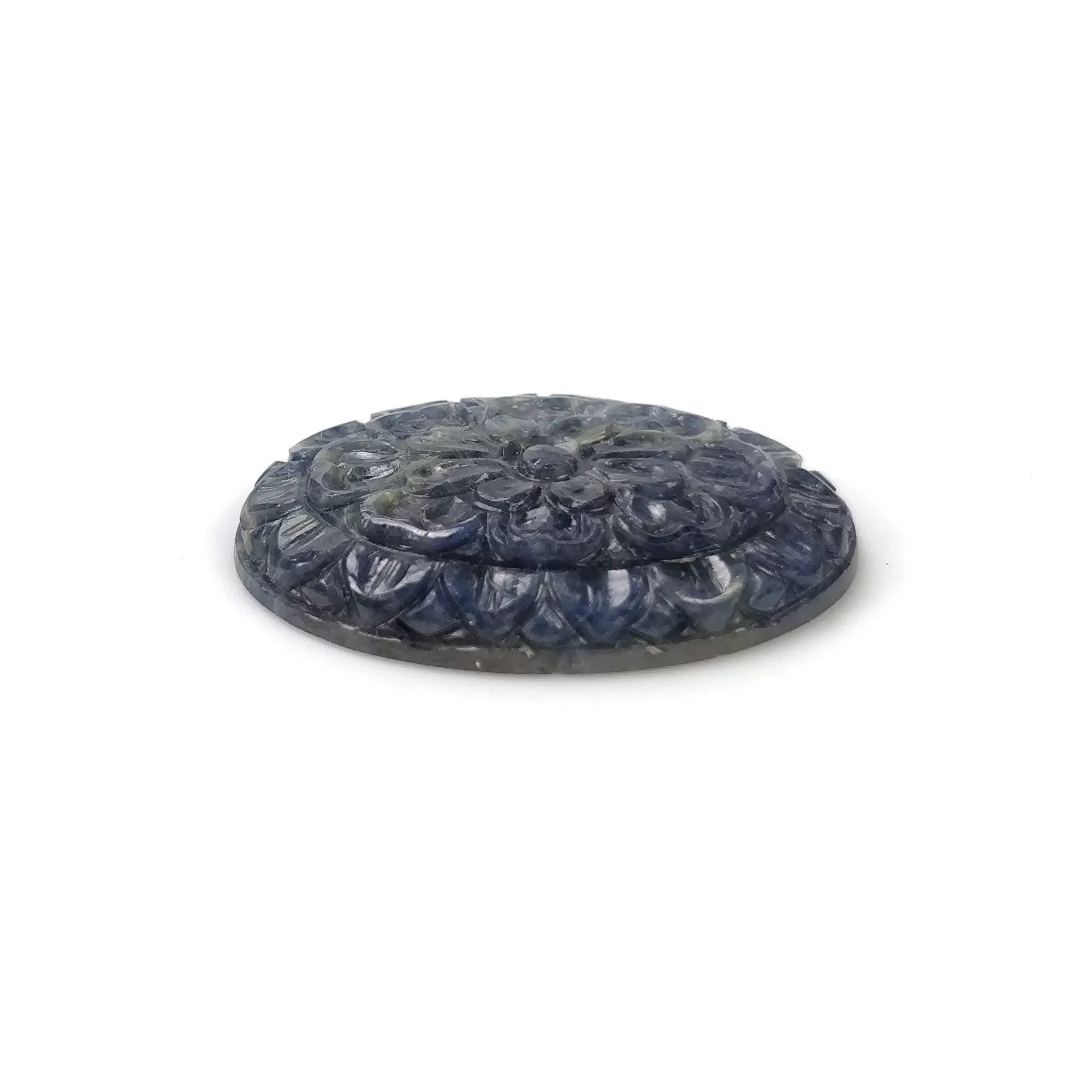 BLUE SAPPHIRE Gemstone Carving : 22cts Natural Untreated Unheated Sapphire Hand Carved Oval Shape 25*18mm (With Video)