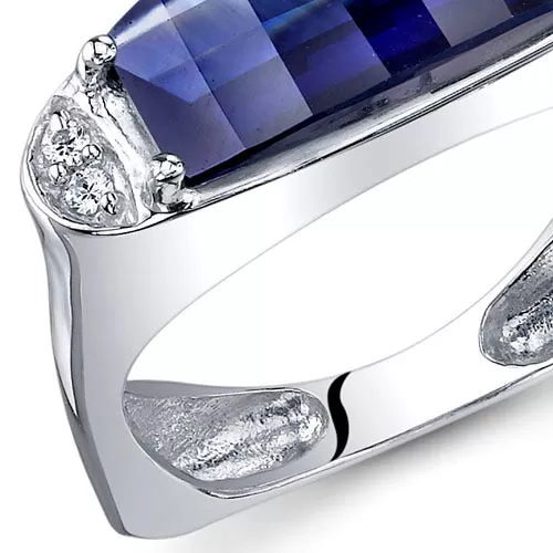 Blue Sapphire Special Cut Sterling Silver Ring Size 6