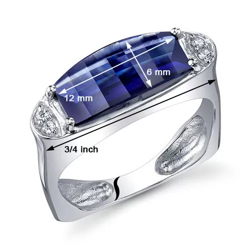 Blue Sapphire Special Cut Sterling Silver Ring Size 6