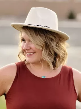 Boho Bright Beige Felt Panama Hat