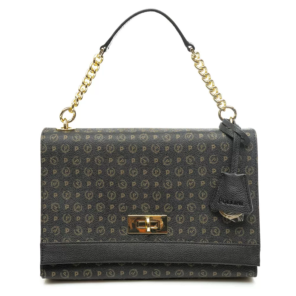 Borsa Donna a Mano con Tracolla POLLINI linea Heritage Logo Classic Nero