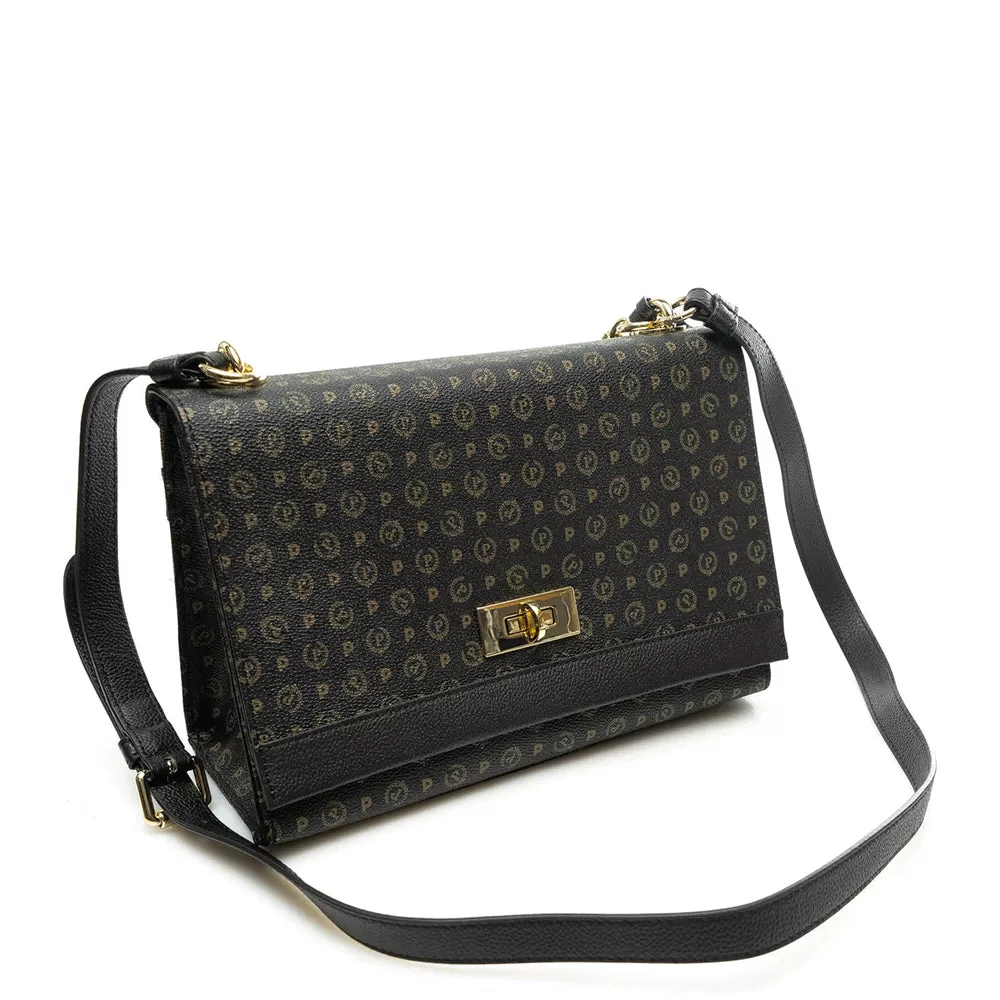 Borsa Donna a Mano con Tracolla POLLINI linea Heritage Logo Classic Nero