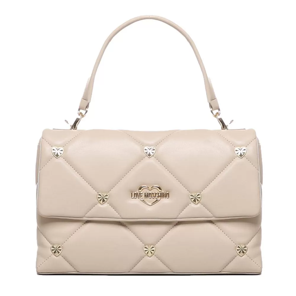 Borsa Donna a Spalla LOVE MOSCHINO linea Jewel Hearts color Crema