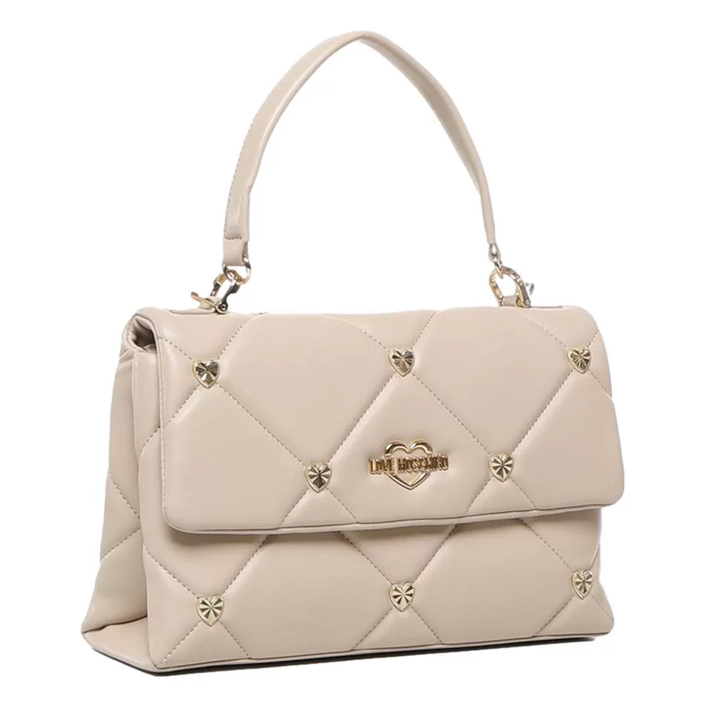 Borsa Donna a Spalla LOVE MOSCHINO linea Jewel Hearts color Crema