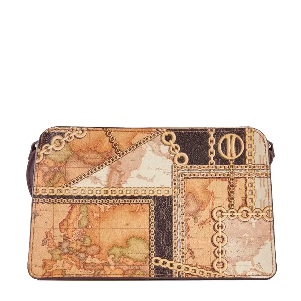 Borsa Donna a Tracolla 1A Classe Alviero Martini linea Geo Gold Chain colore Testa di Moro GV91