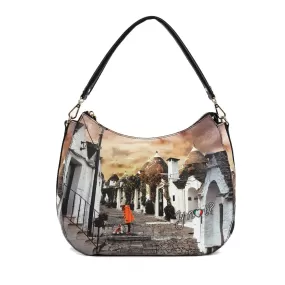 Borsa Donna Hobo Bag Y NOT YES-629 Stampa Life in Trulli