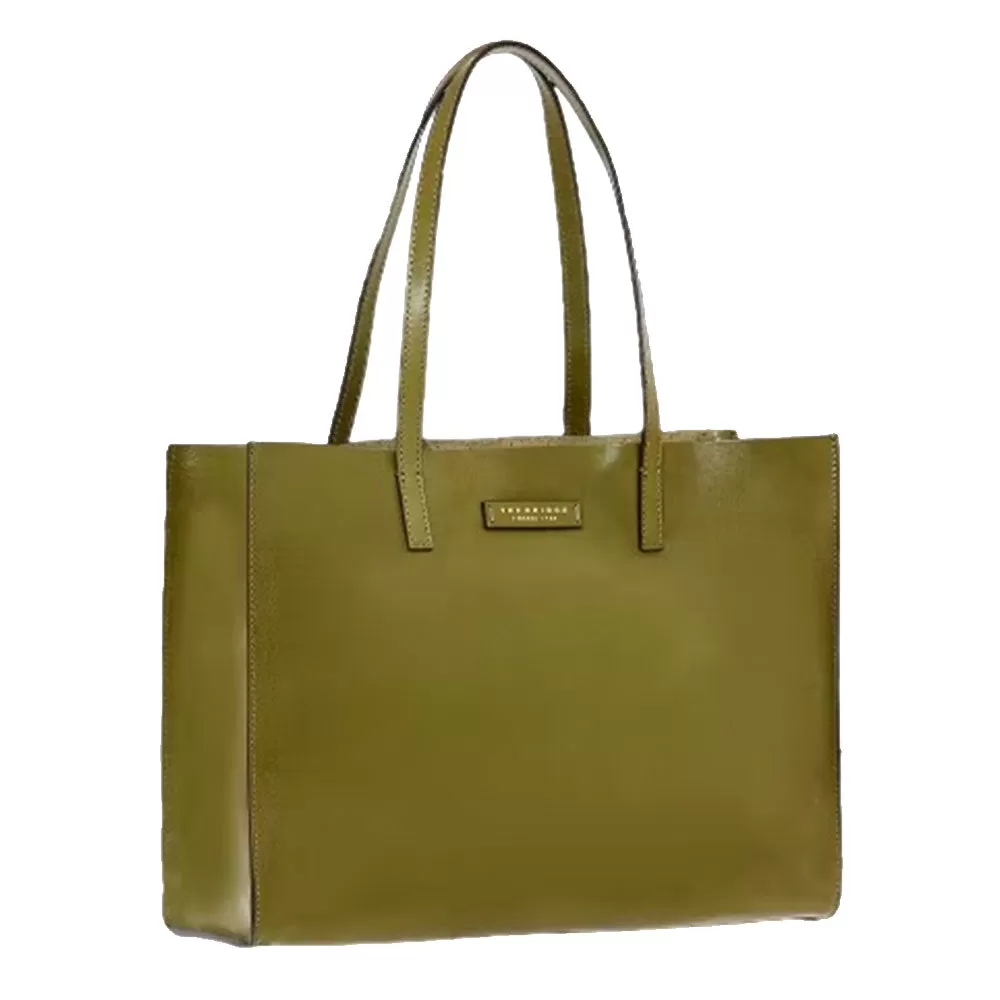 Borsa Donna Shopper THE BRIDGE Linea Mirra in Pelle Verde Fico