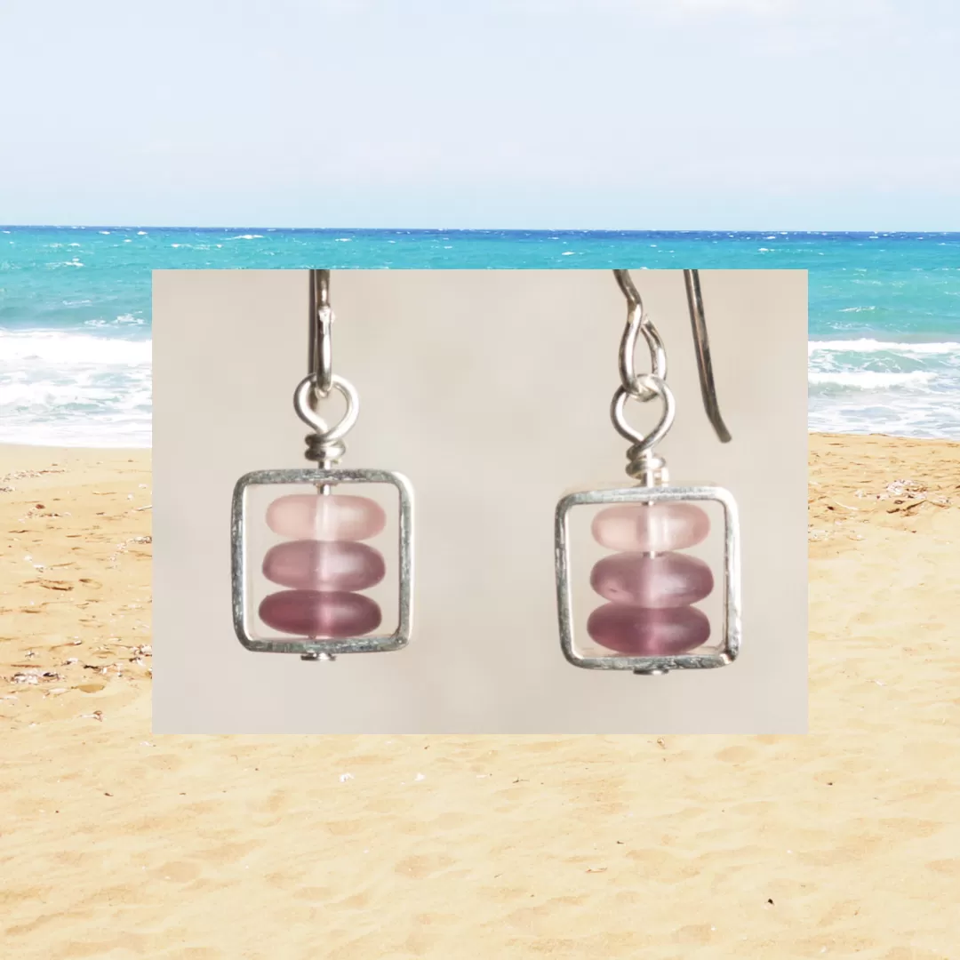 Box Seaglass Earrings