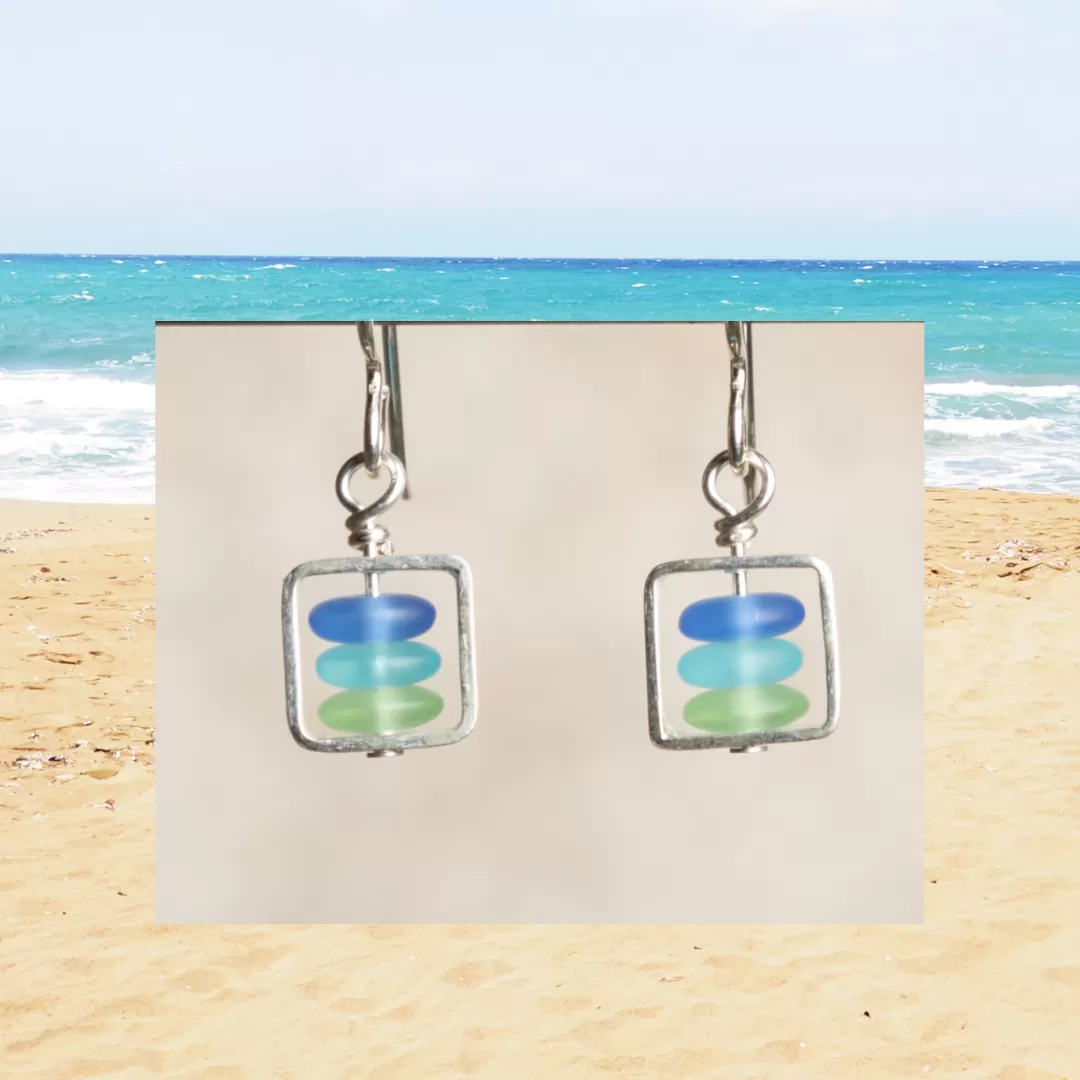 Box Seaglass Earrings