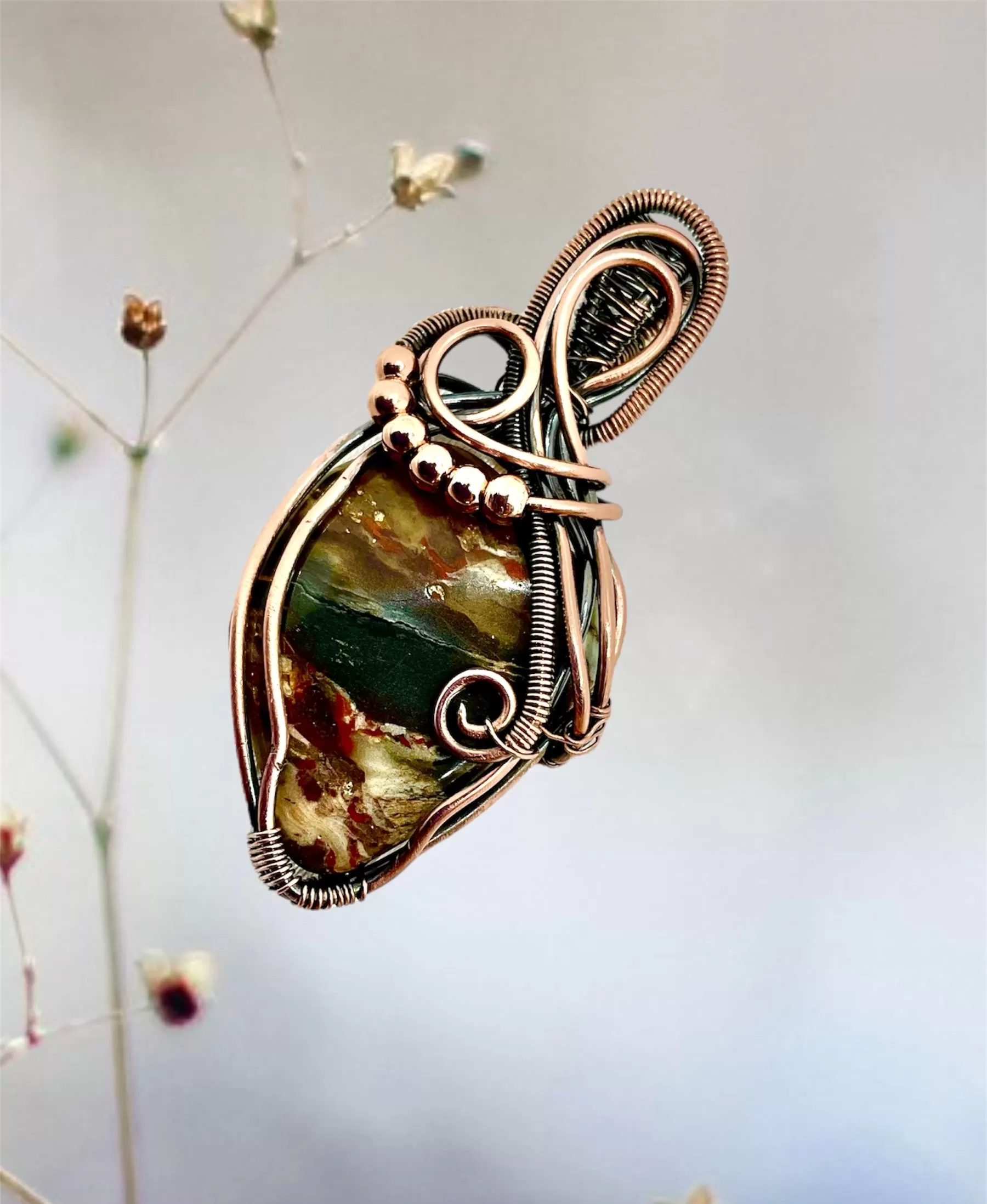 Brecciated Jasper Wire Wrapped Pendant