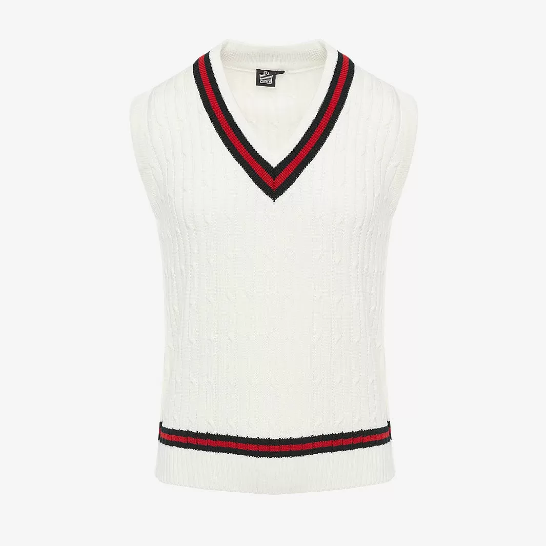 Cable Knit Cricket Slipover - White/Black/Red