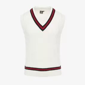 Cable Knit Cricket Slipover - White/Black/Red